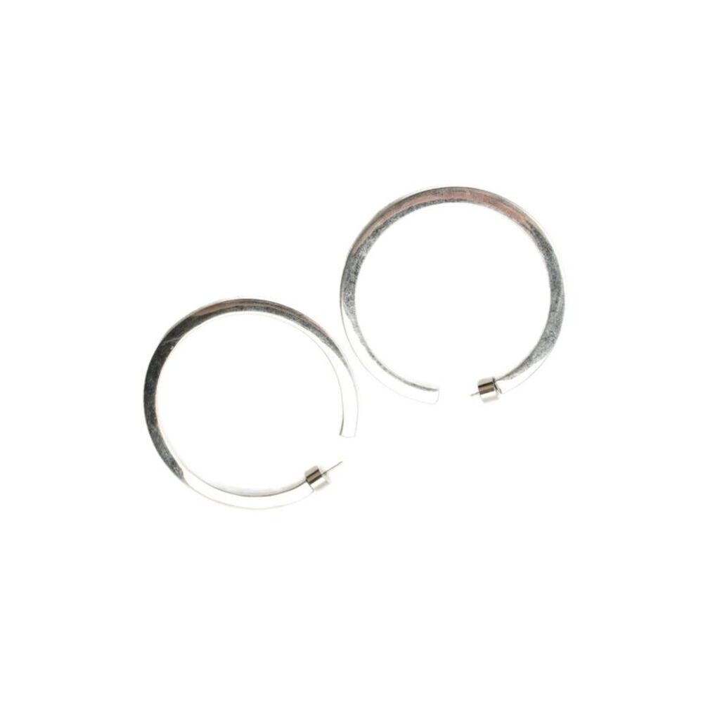 Jennifer Fisher Womens Silver Tone + 14K Posts Squared Hoops 2"